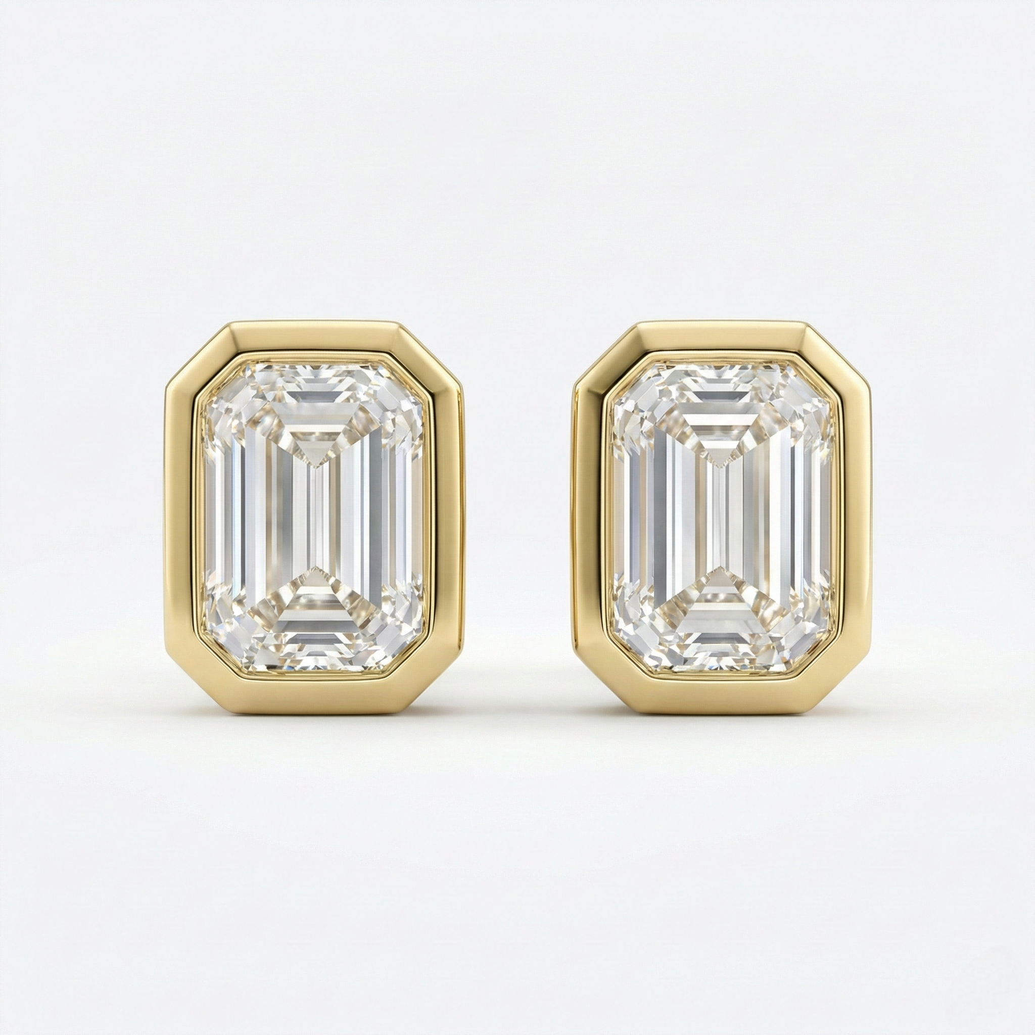 Emerald Cut Bezel Earrings