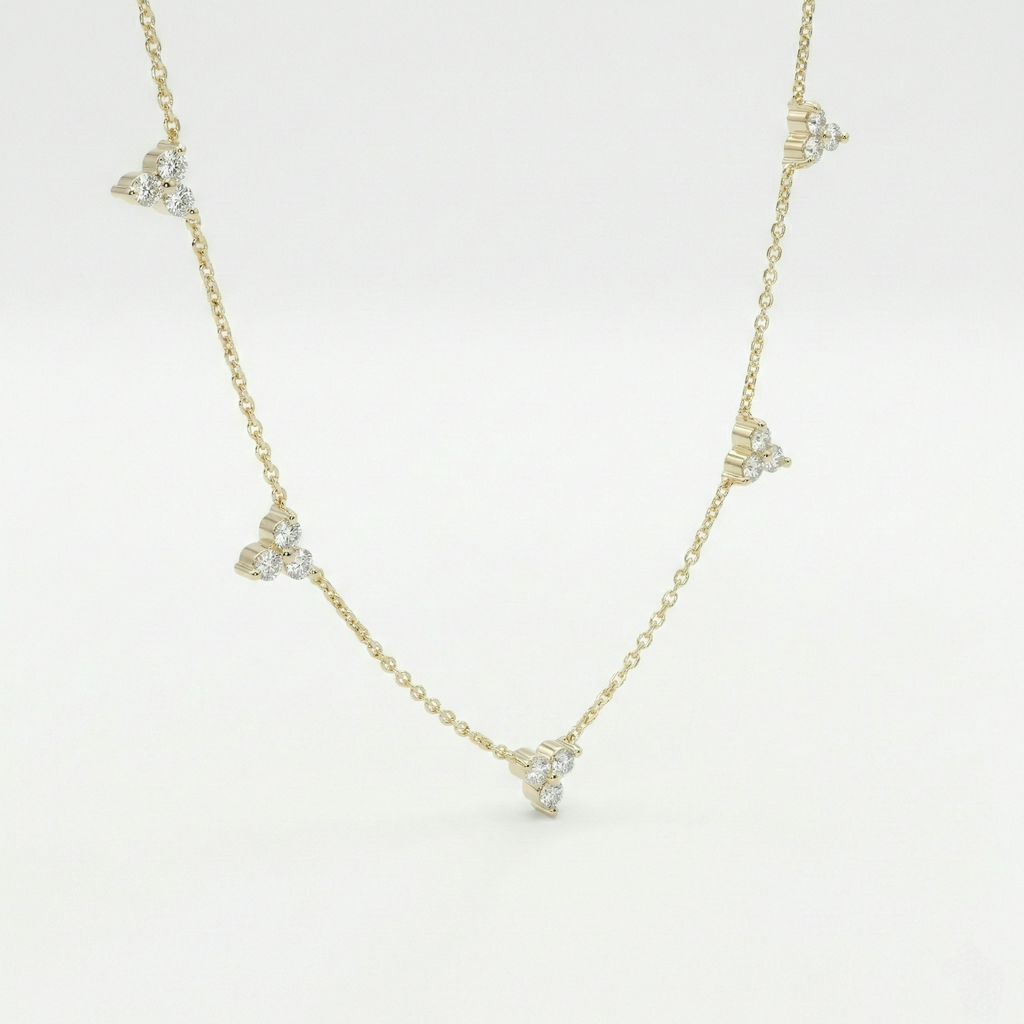 Diamond Cluster Station Necklace