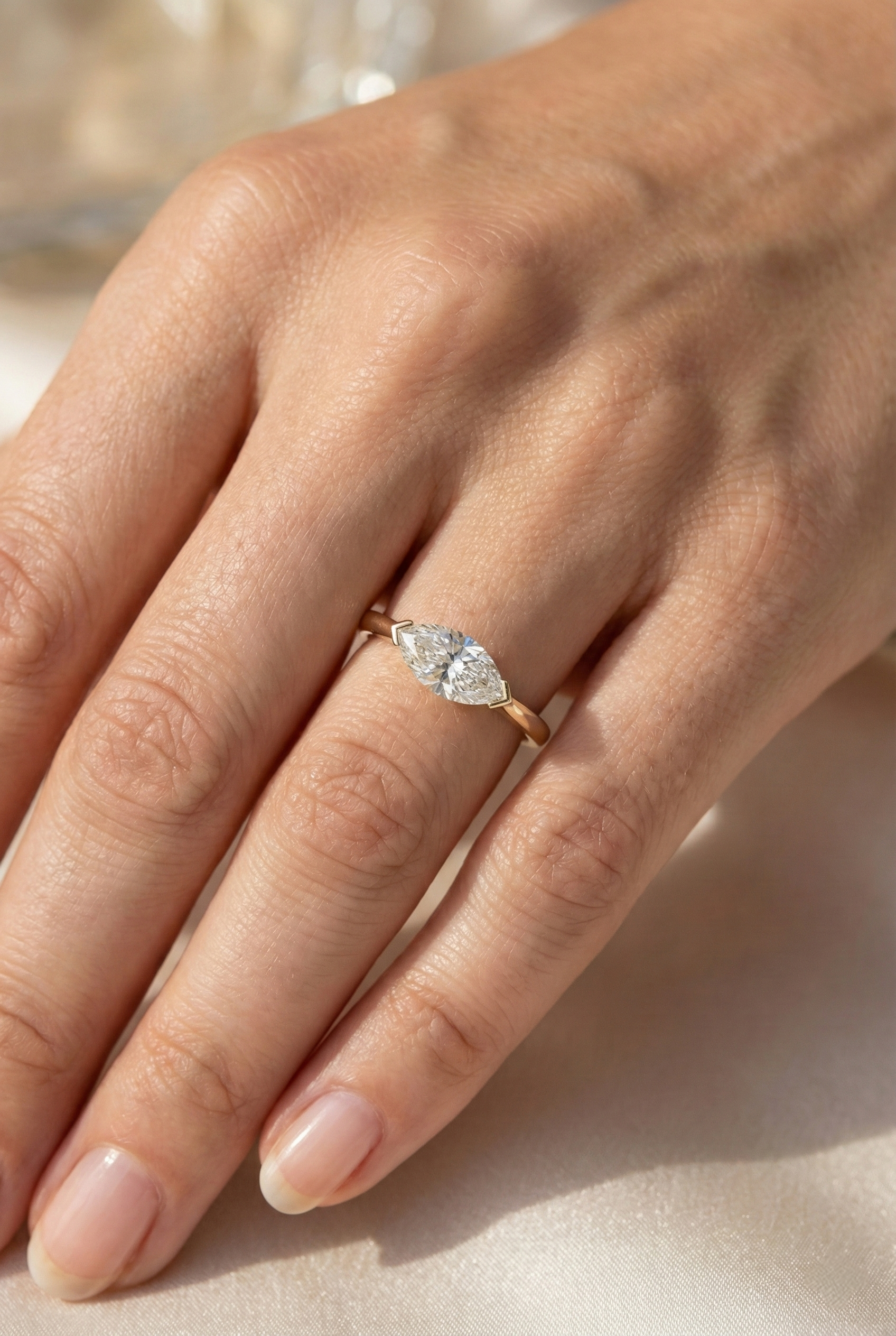 Art Deco Marquise Bezel Set Ring