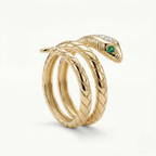 Snake Ring with Emeralds & Diamonds
