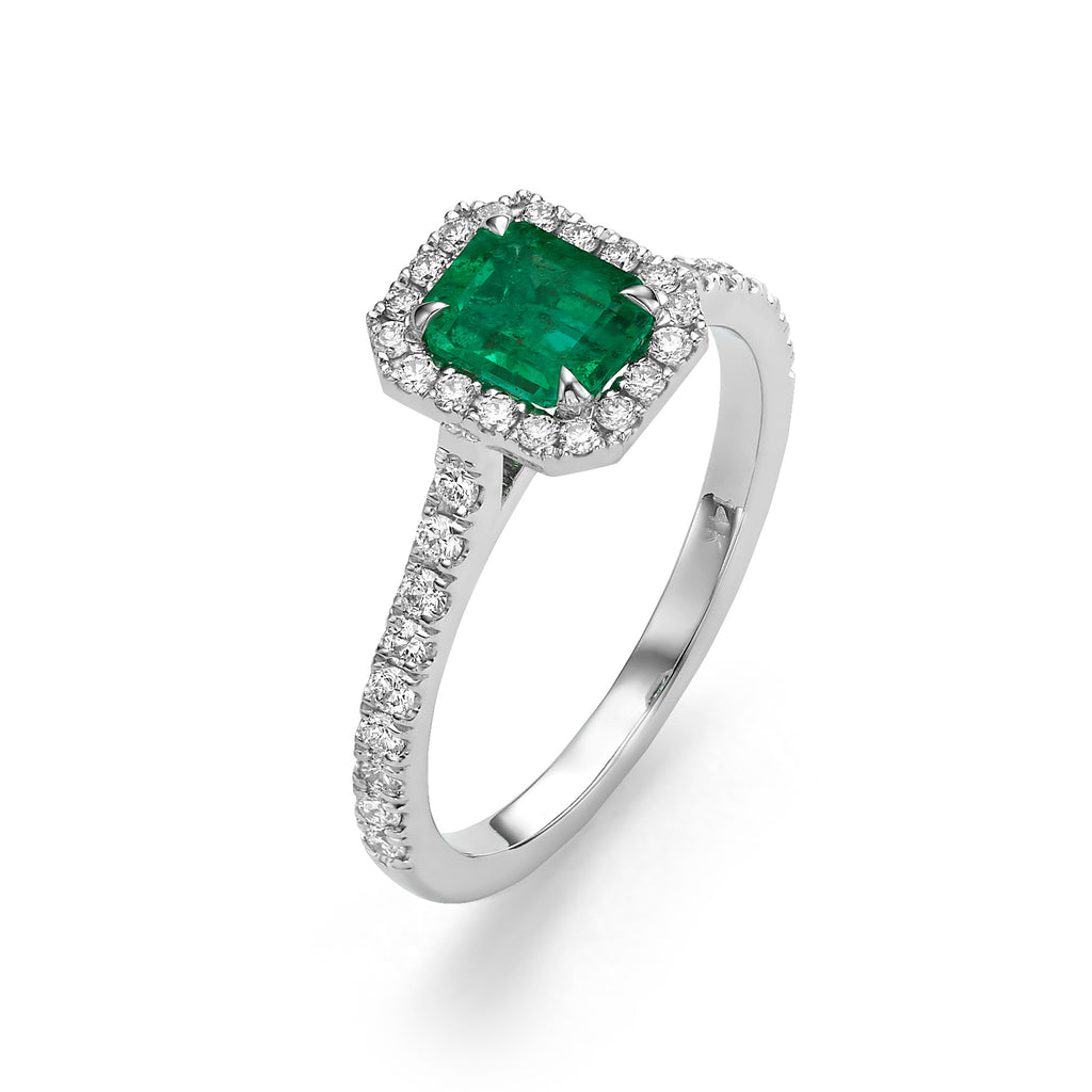 Emerald Halo Ring