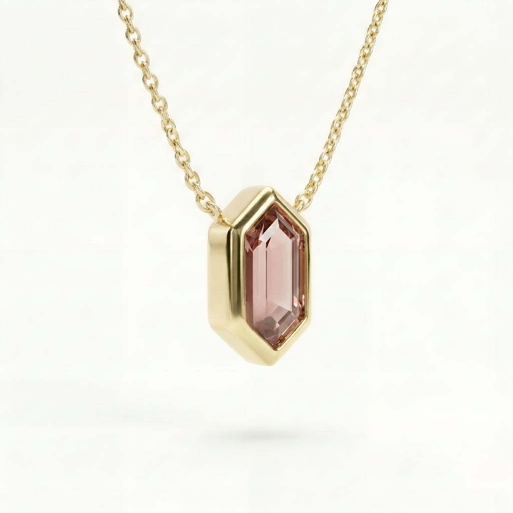 Hexagon-Cut Tourmaline Bezel Pendant