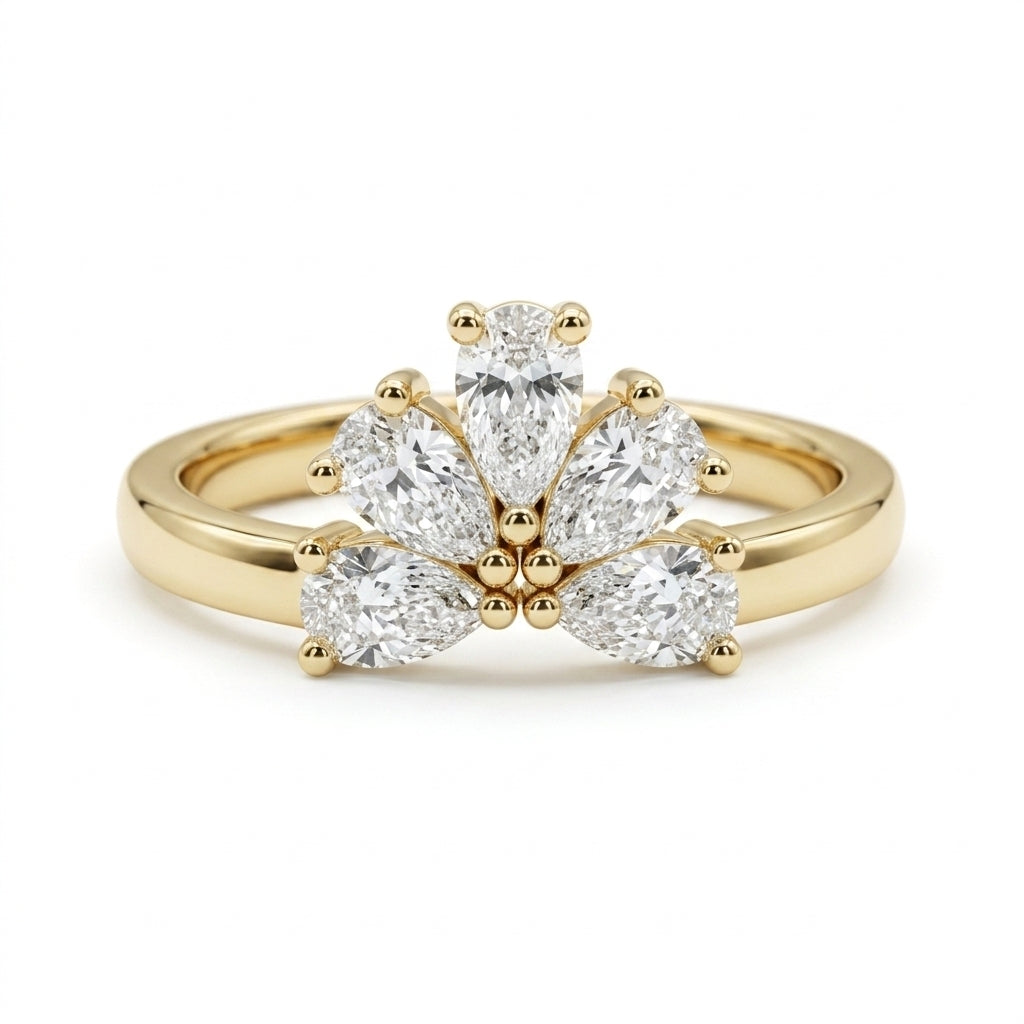 Pear Diamond Fan Ring