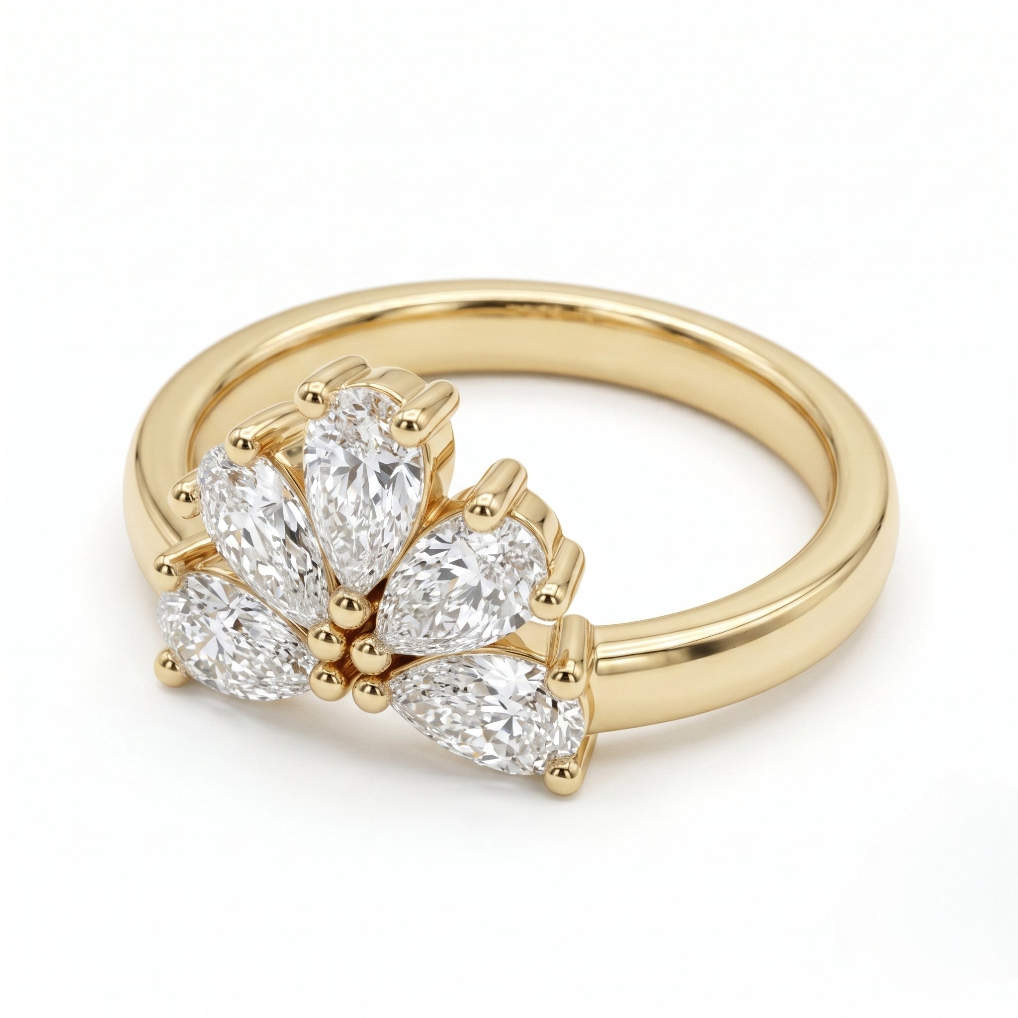 Pear Diamond Fan Ring