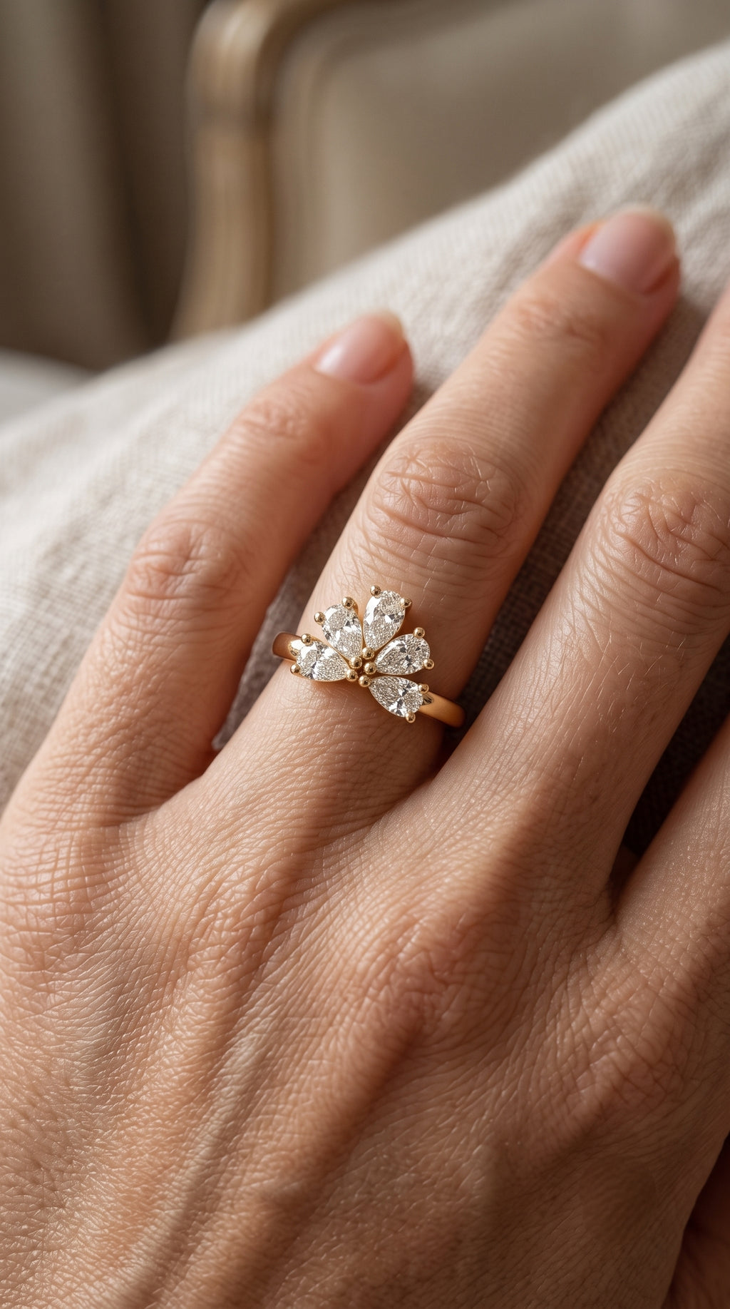Pear Diamond Fan Ring