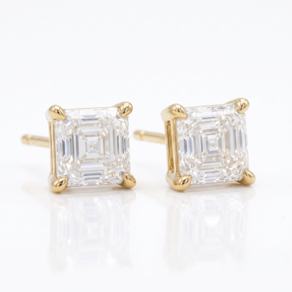 Asscher Cut Stud Earrings