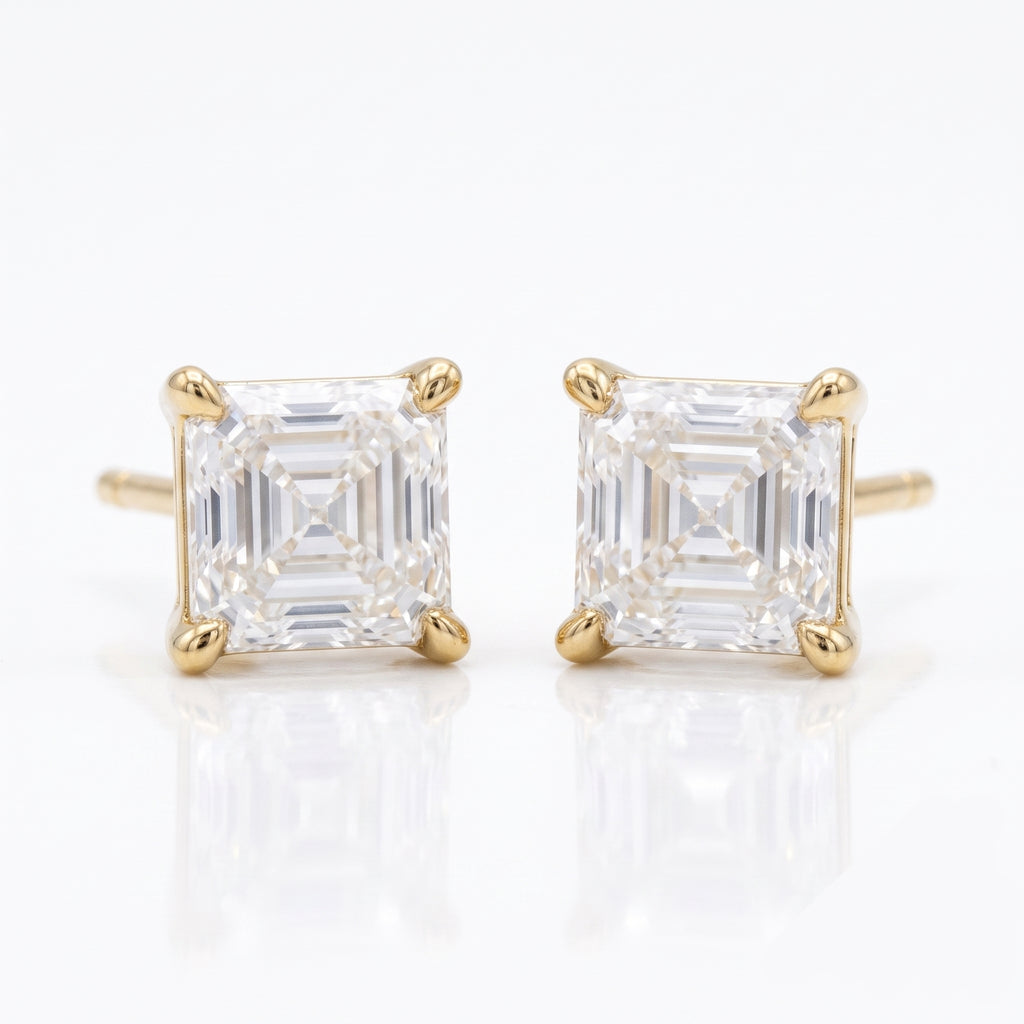 Asscher Cut Stud Earrings