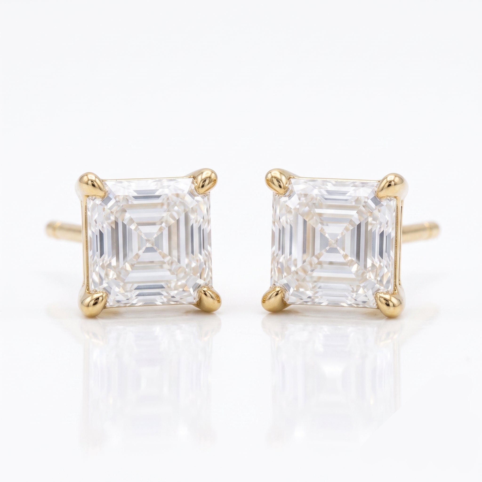 Asscher Cut Stud Earrings