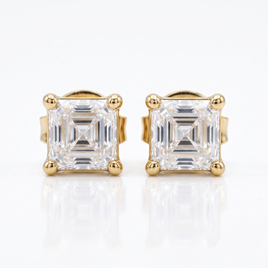 Asscher Cut Stud Earrings