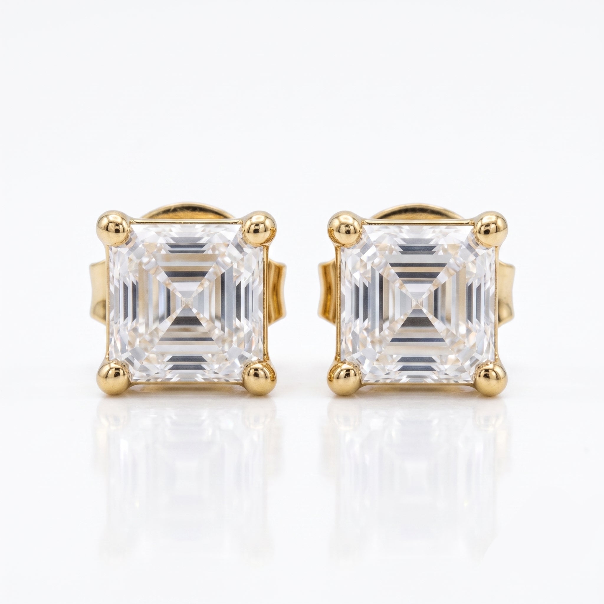 Asscher Cut Stud Earrings