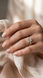Emerald Cut Three Stone Ring with Tapered Baguettes