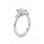 Emerald Cut Three Stone Ring with Tapered Baguettes
