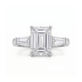 Emerald Cut Three Stone Ring with Tapered Baguettes