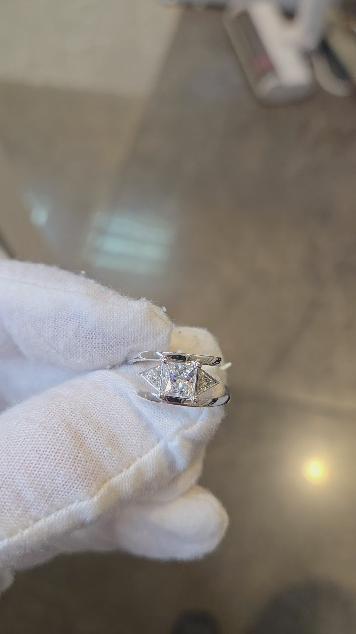 Princess-Cut Diamond Ring with Trillion