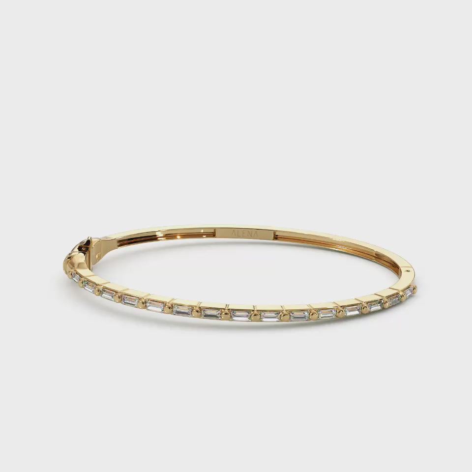 Baguette cut Diamonds Bangel Bracelet
